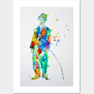 CHARLIE CHAPLIN watercolor portrait .7 Posters and Art